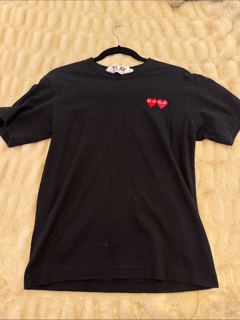 Comme des Garcons PLAY Black Short Sleeve Tee with Red Heart Logo
